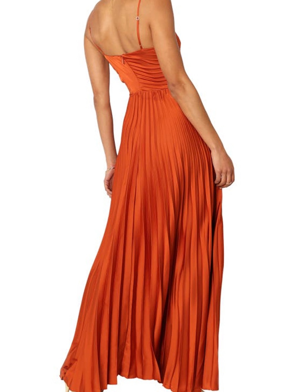 Petal & Pup Rust Orange Pleated Maxi Dress